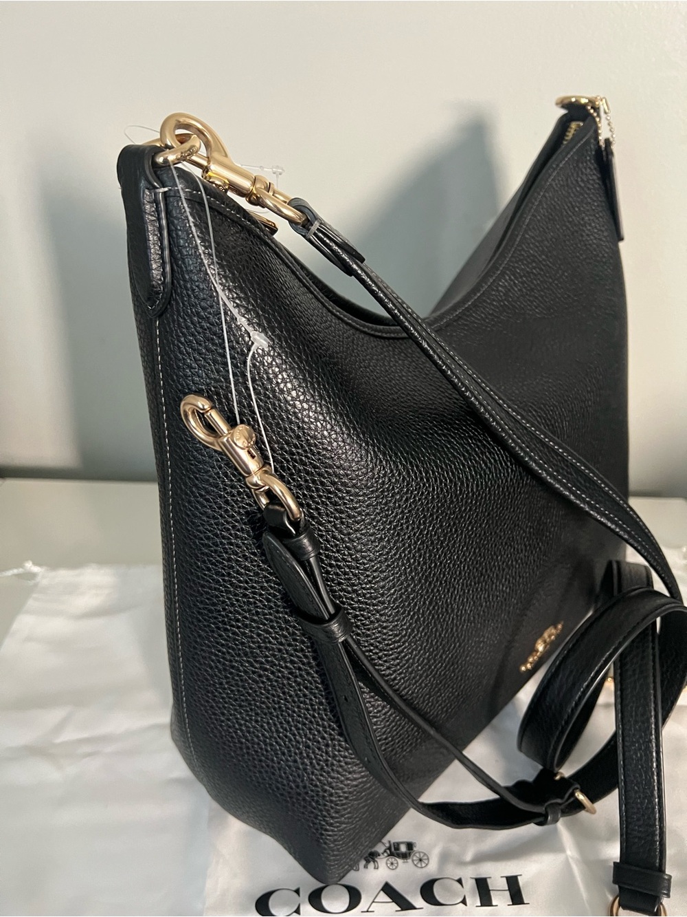 Coach Black Pebbled Leather Satchel with Heart Charm - Picture 2 of 7